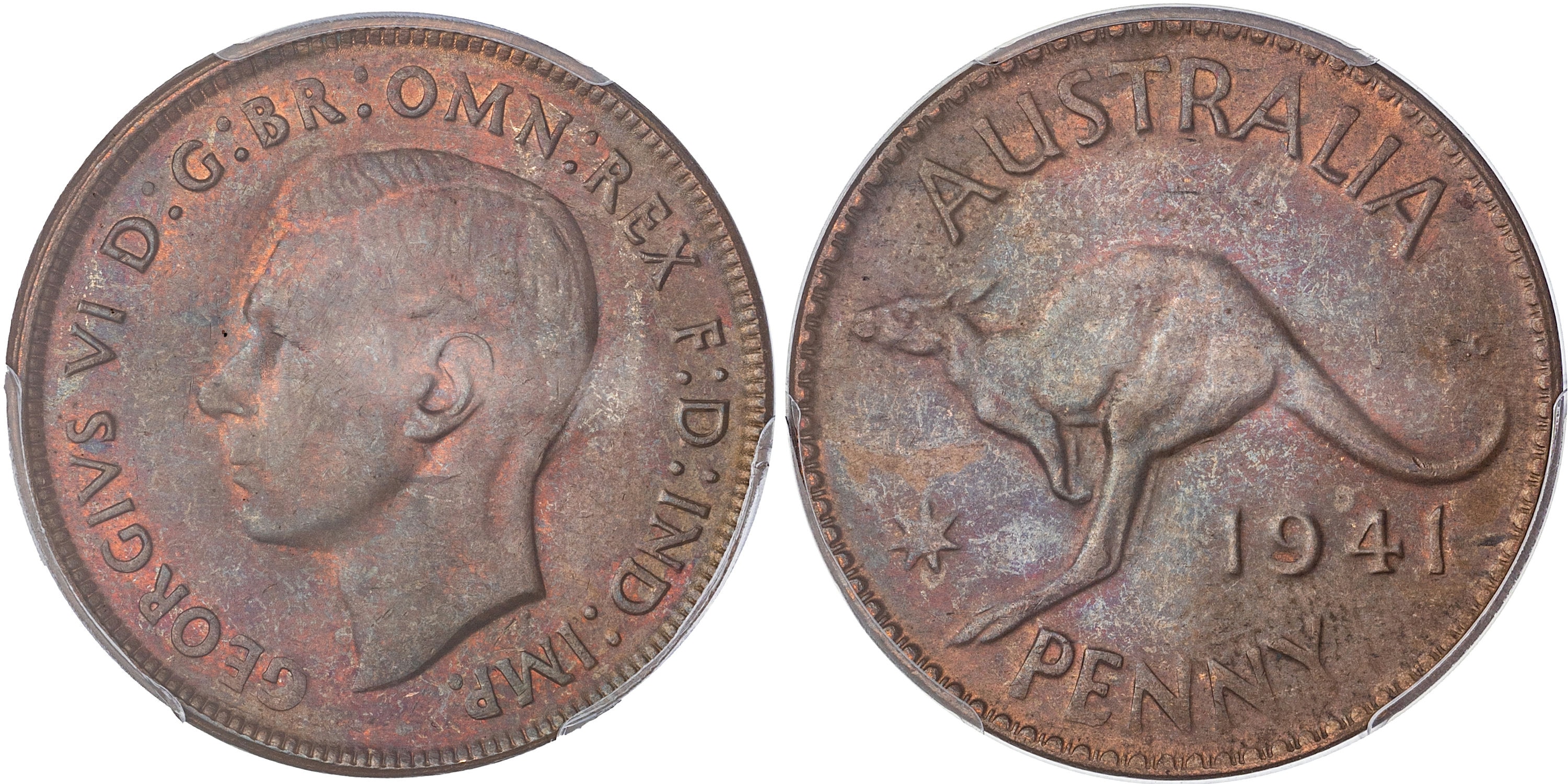 George VI, Penny, 1941-K.G, PCGS MS 64+BN