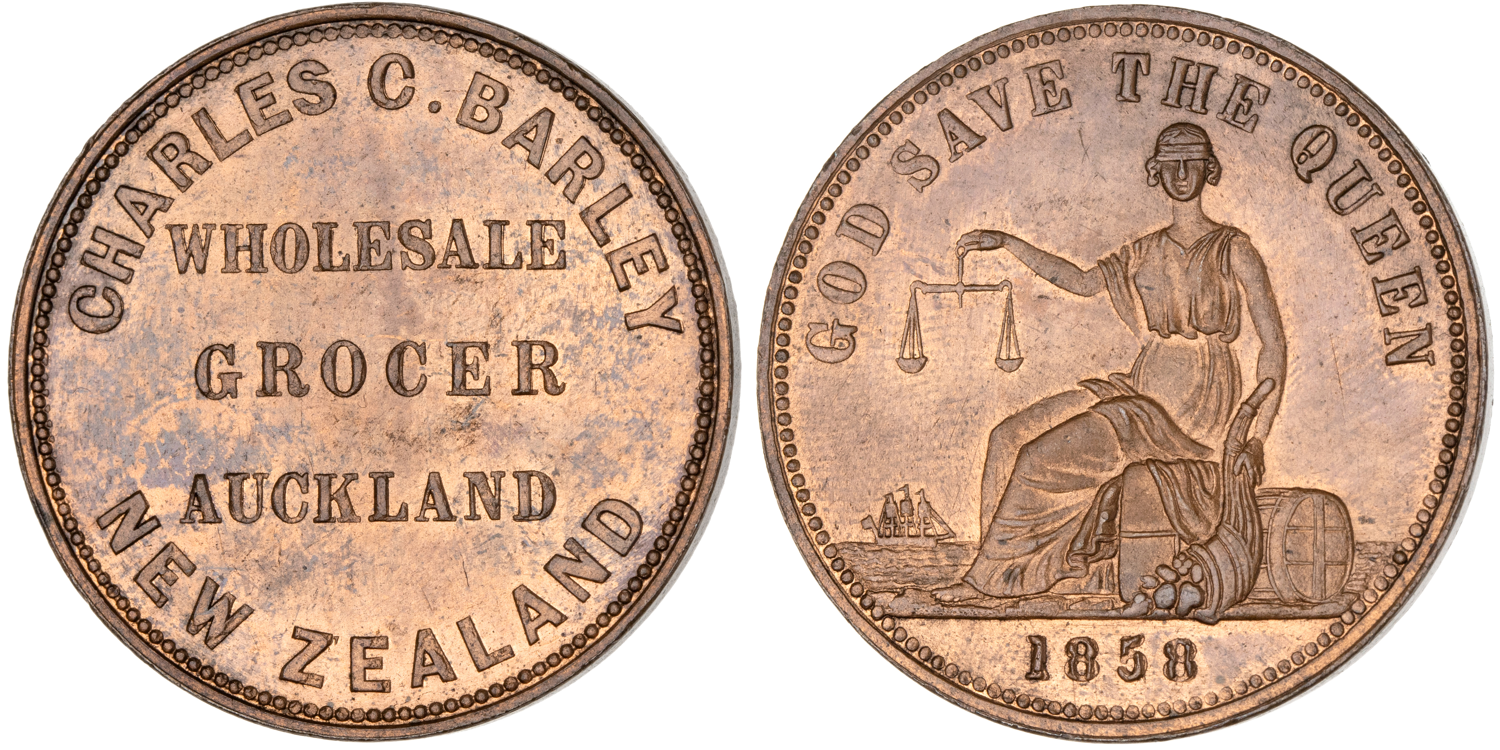 Auckland, New Zealand, Charles C. Barley, Penny, 1858, aFDC - FDC