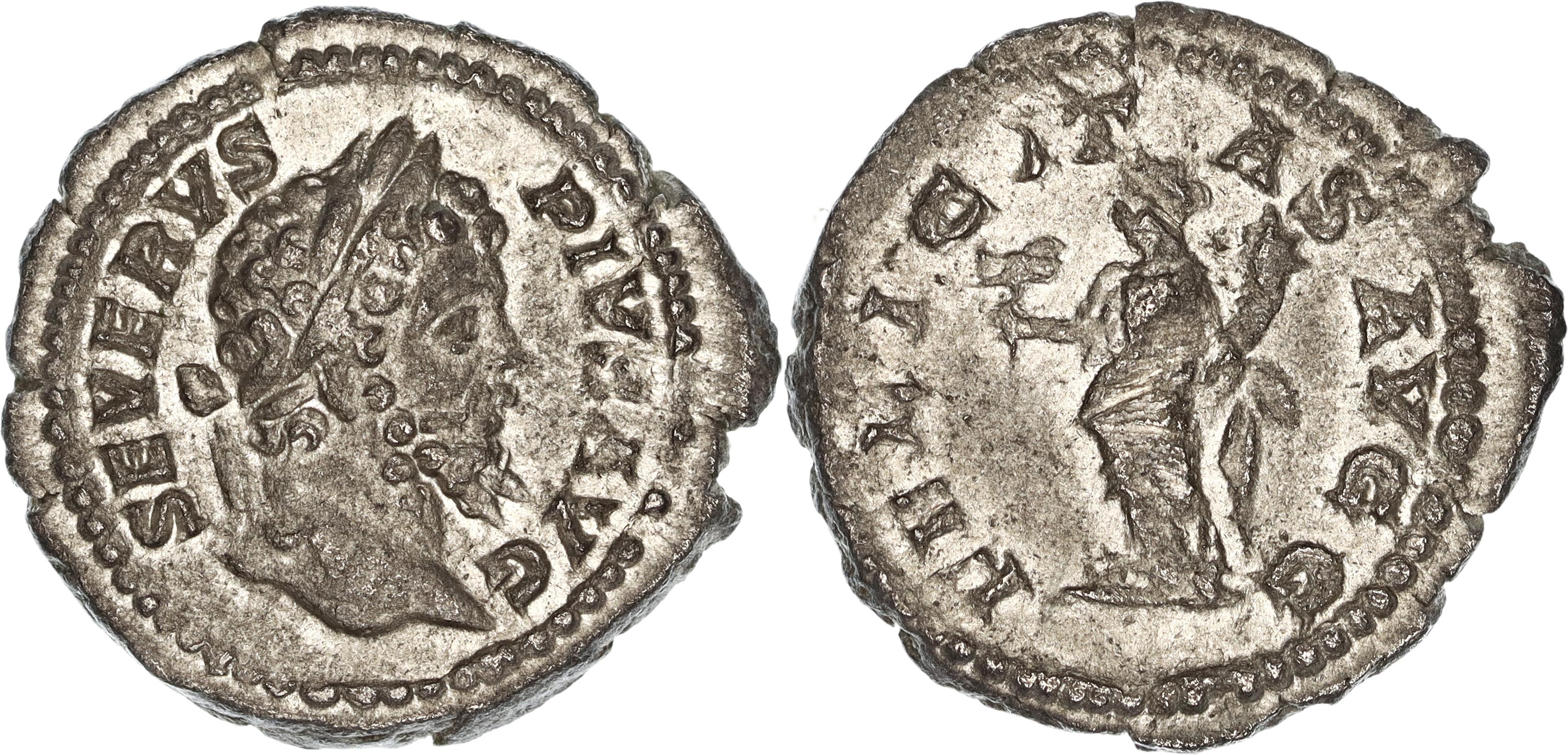 Roman Empire, Septimius Severus, Silver Denarius, 204 AD, nVF