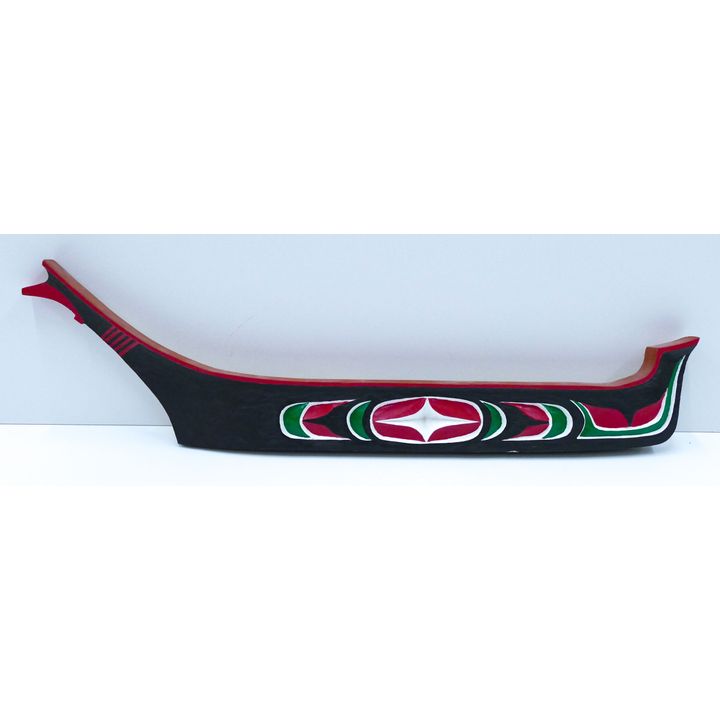 Thomas Parker (Makah) Carved Cedar Canoe Plaque 20''