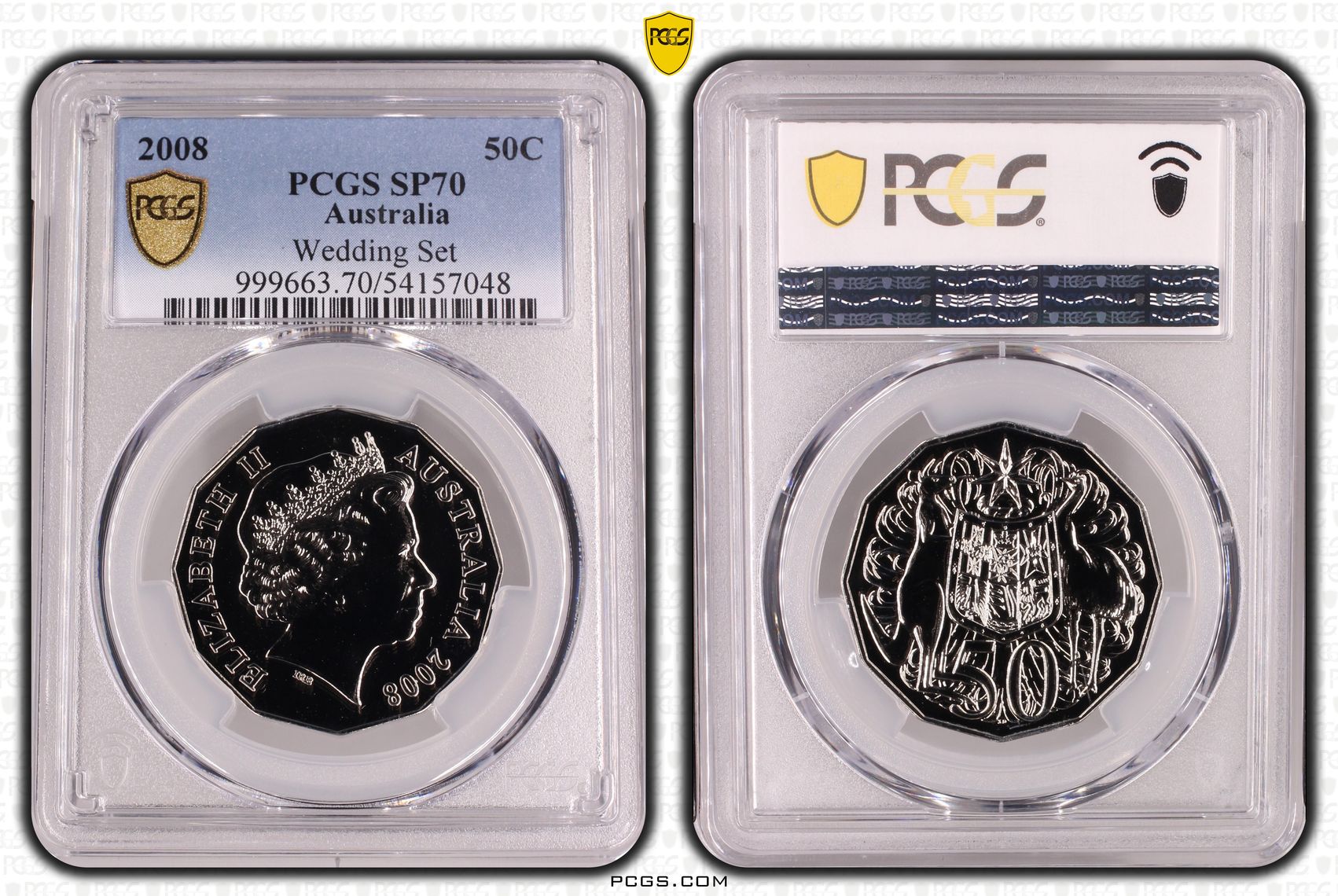 Wedding Set, POP 2/0, Fifty Cent, 2008, PCGS SP70