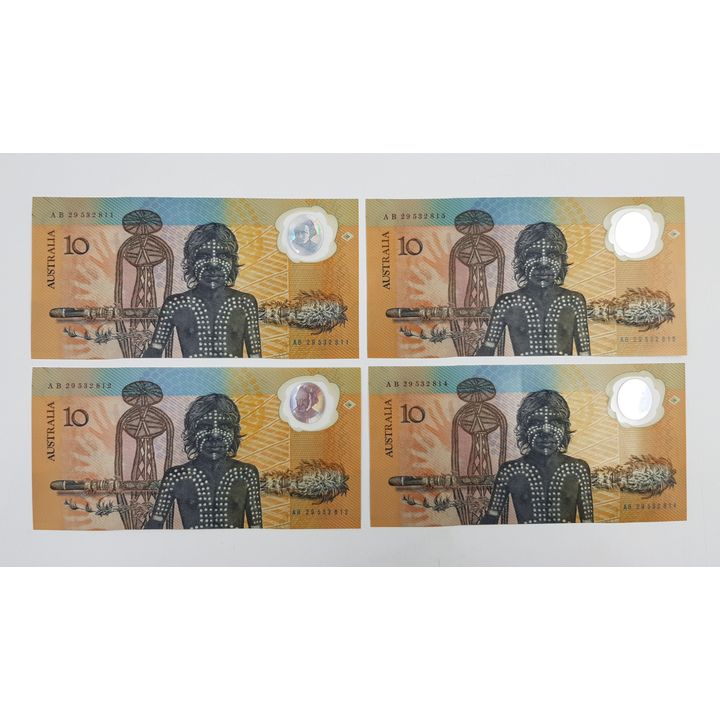 Bicentennial $10 Notes - Two Consec. Pairs