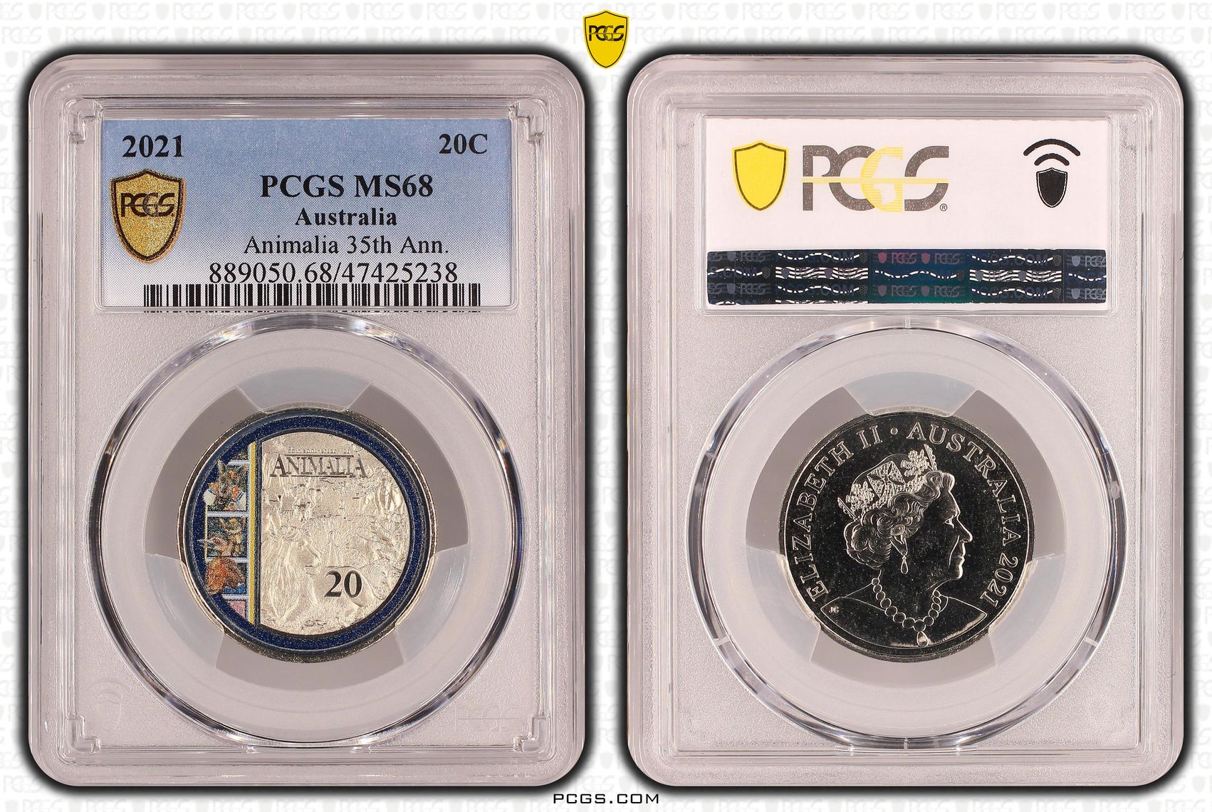 Animalia 35th Ann. , Twenty Cent, 2021, PCGS MS68