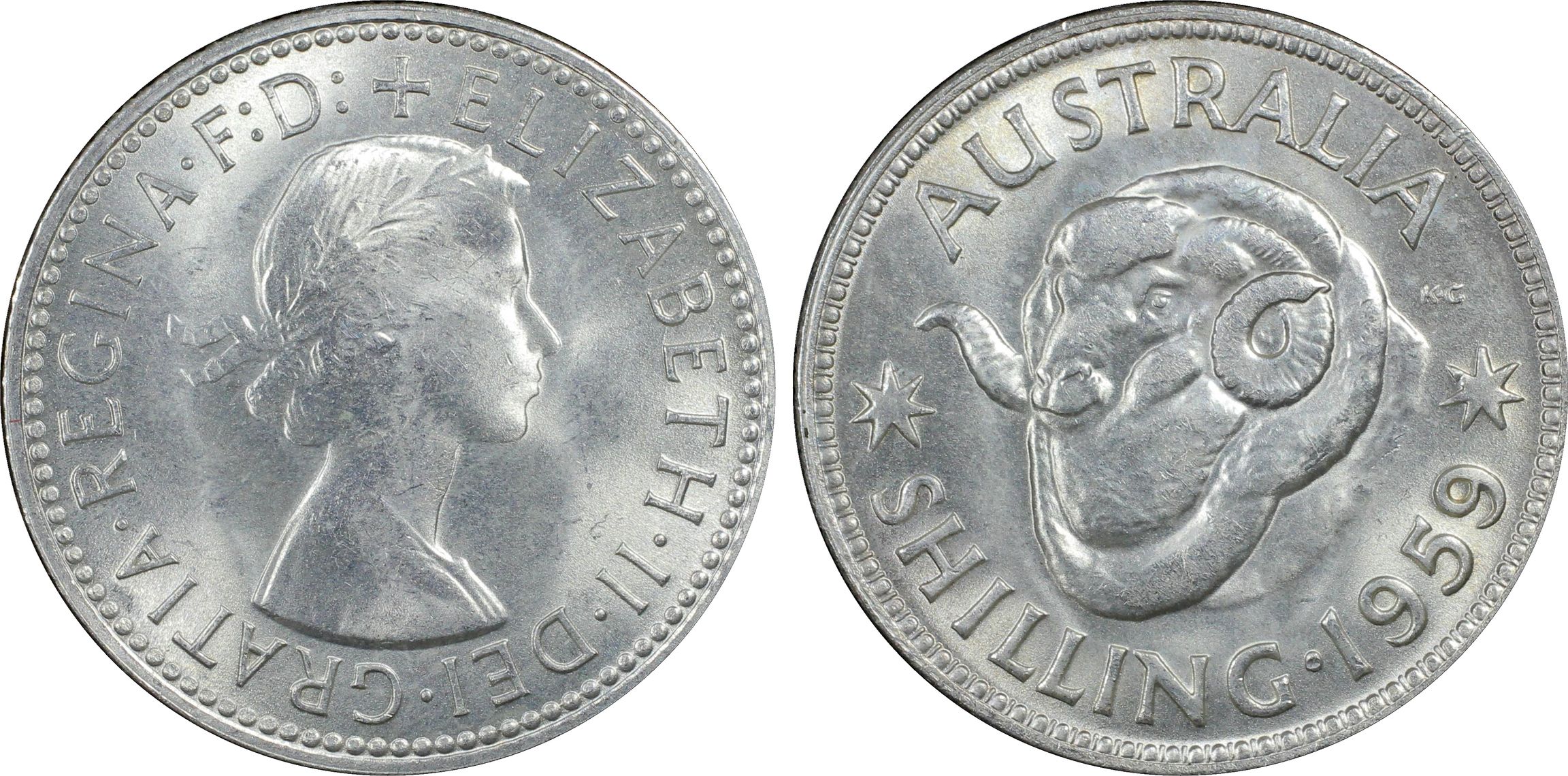 1959(m) Australia Shilling PCGS - MS65 -348
