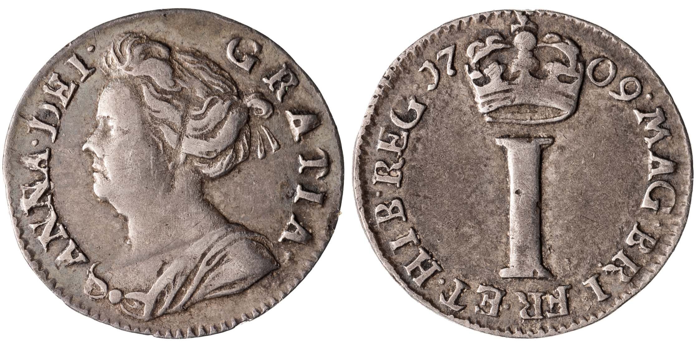 Great Britain, Anne, Penny, 1709, VF