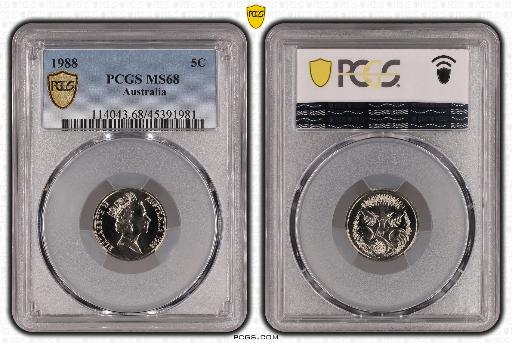 1988 Australia Five Cent, 5c PCGS - MS68 -981