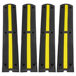 VEVOR 3.28 FT CABLE PROTECTOR RAMP, 4 PACK OF 1 CHANNEL, 18000 LBS/AXLE CAPACITY HEAVY DUTY RUBBER SPEED BUMPS, FLOOR CORD CABLE P