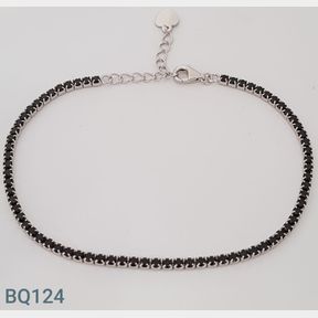Sterling Silver Black Colour Cz Tennis Bracelet - 51533/227