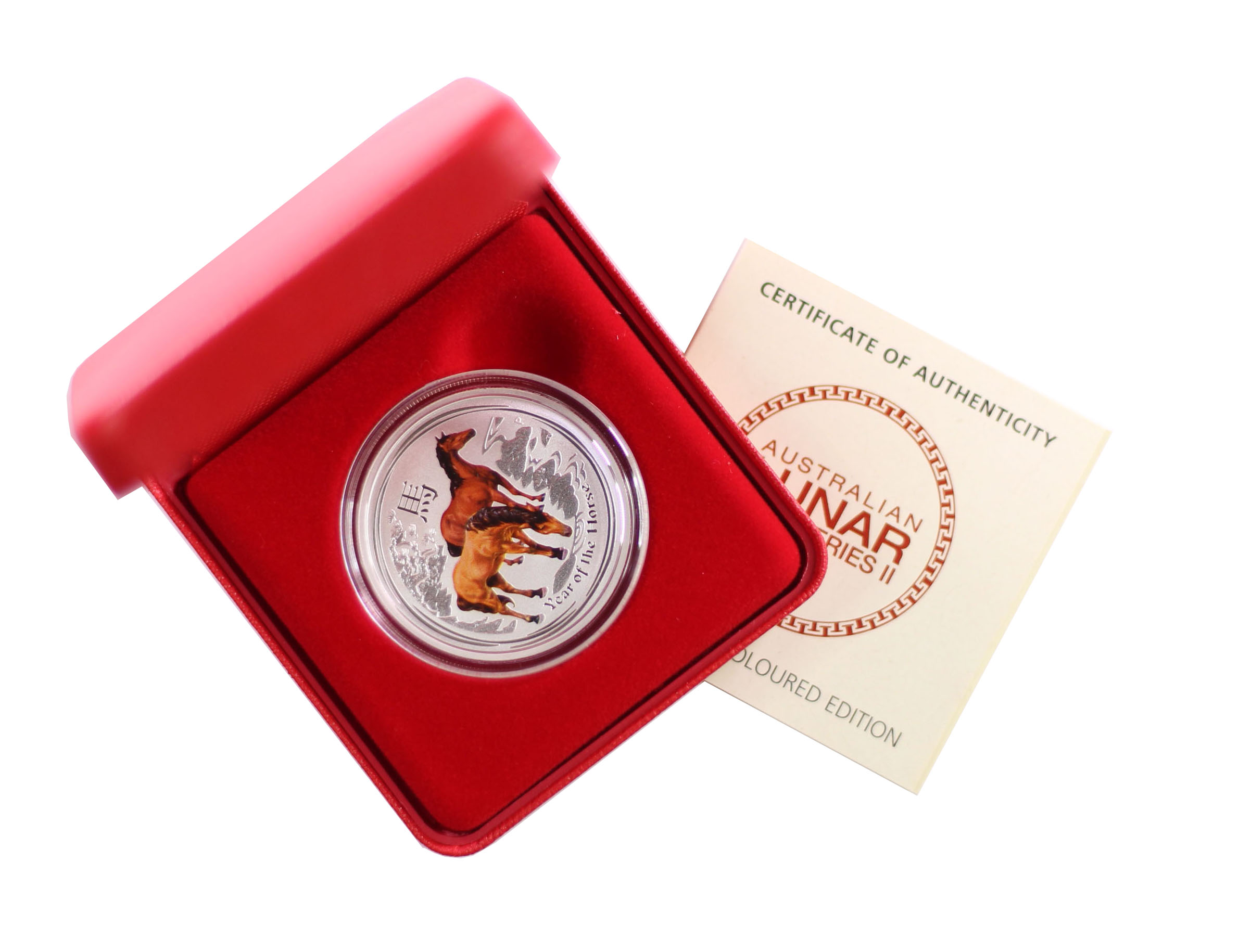 2014 Perth Mint Silver 1/2oz Coloured Year of the Horse Series II Coin & Box