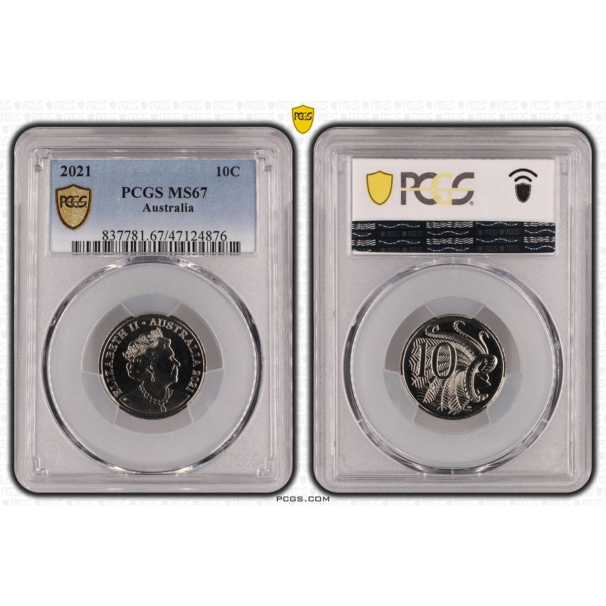 Elizabeth II, Ten Cent, 2021, PCGS MS67