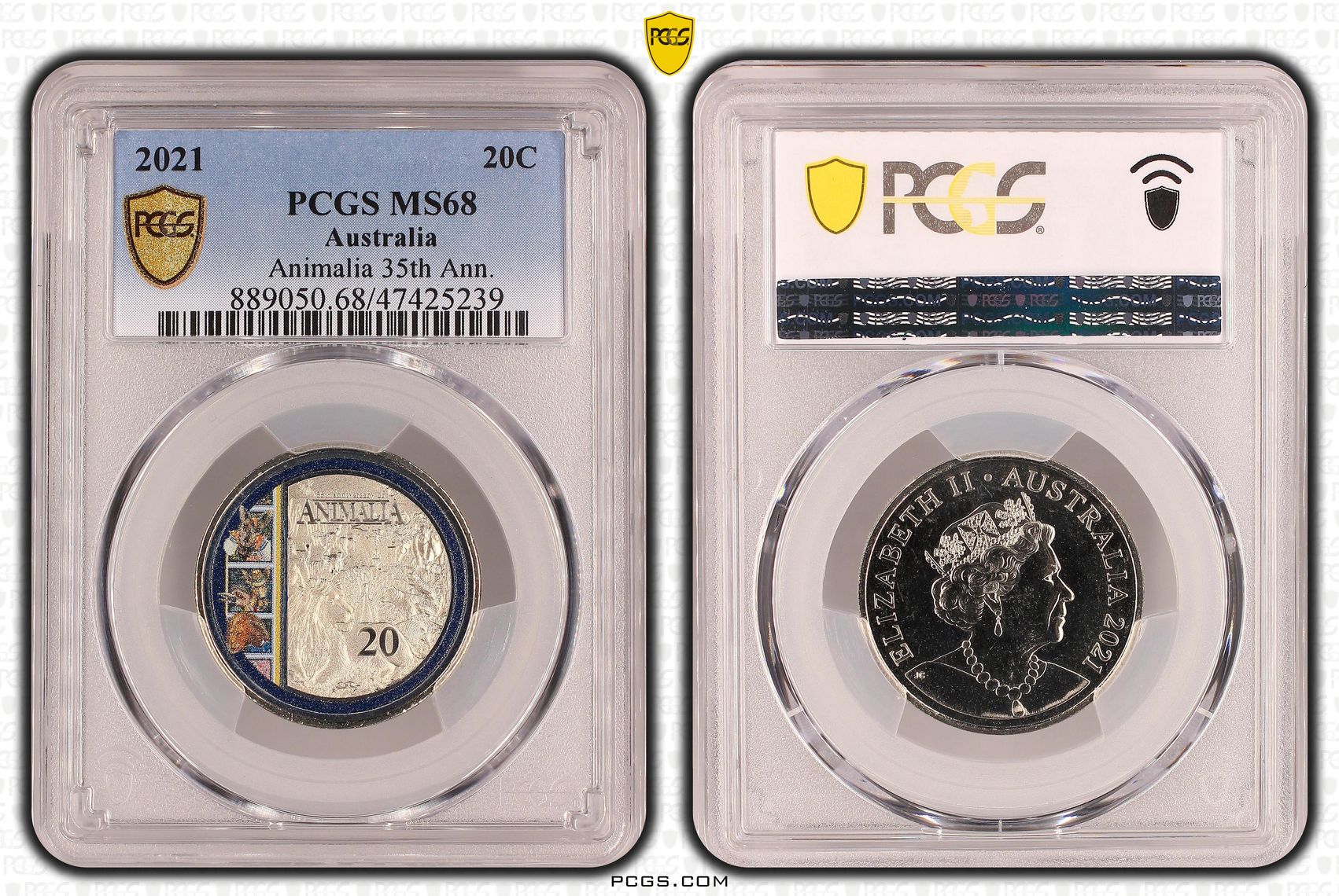 Animalia 35th Ann. , Twenty Cent, 2021, PCGS MS68