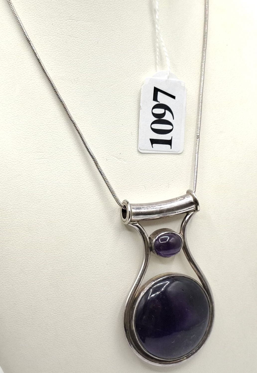 Unusual Amethyst Pendant On Chain