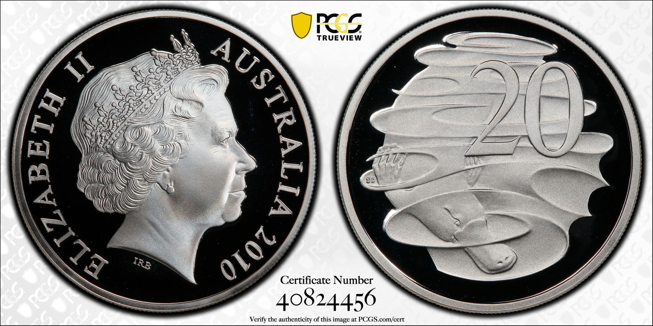 234 · 2010 Australia Twenty Cent, 20c Silver  PCGS - PR69DCAM POP 6/0 -456