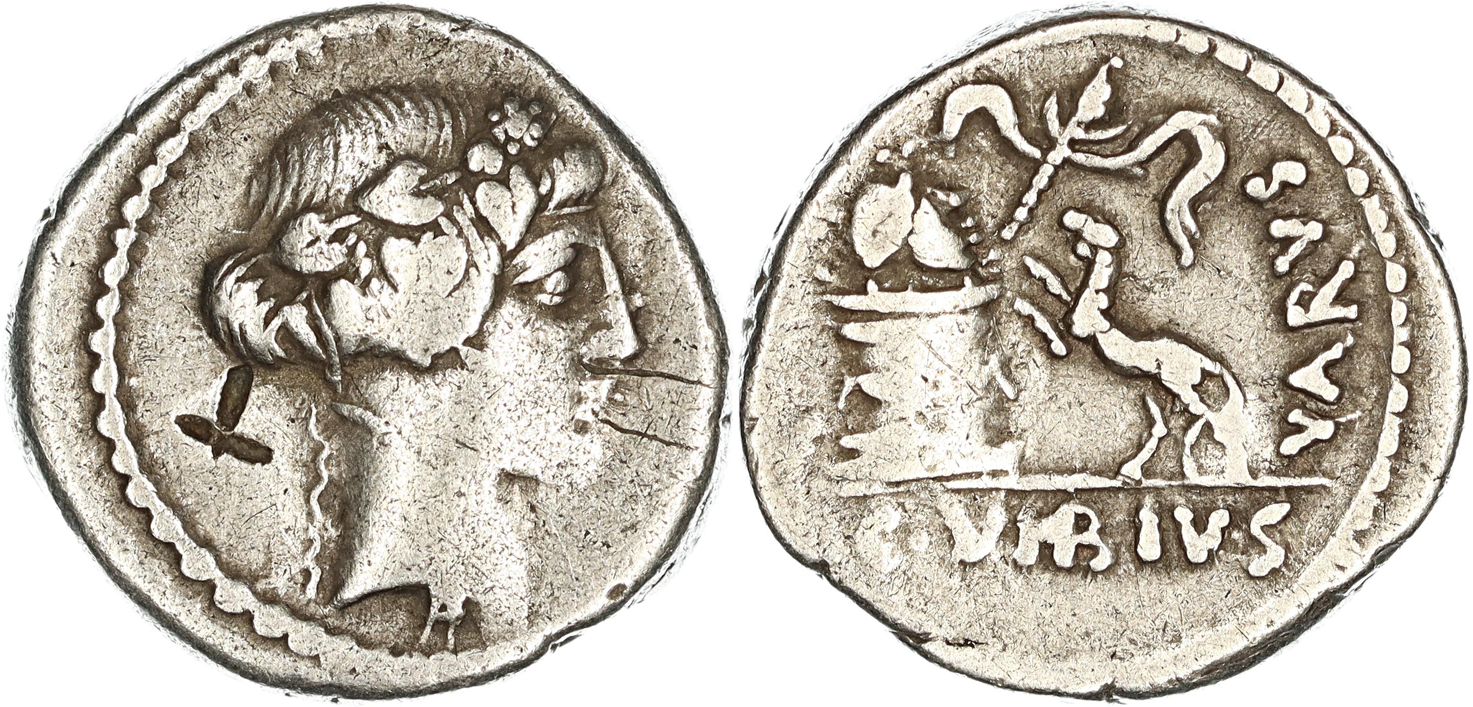 Roman Republic, Imperatorial Period, C. Vibius Varus, Silver Denarius, 42 BC, gF