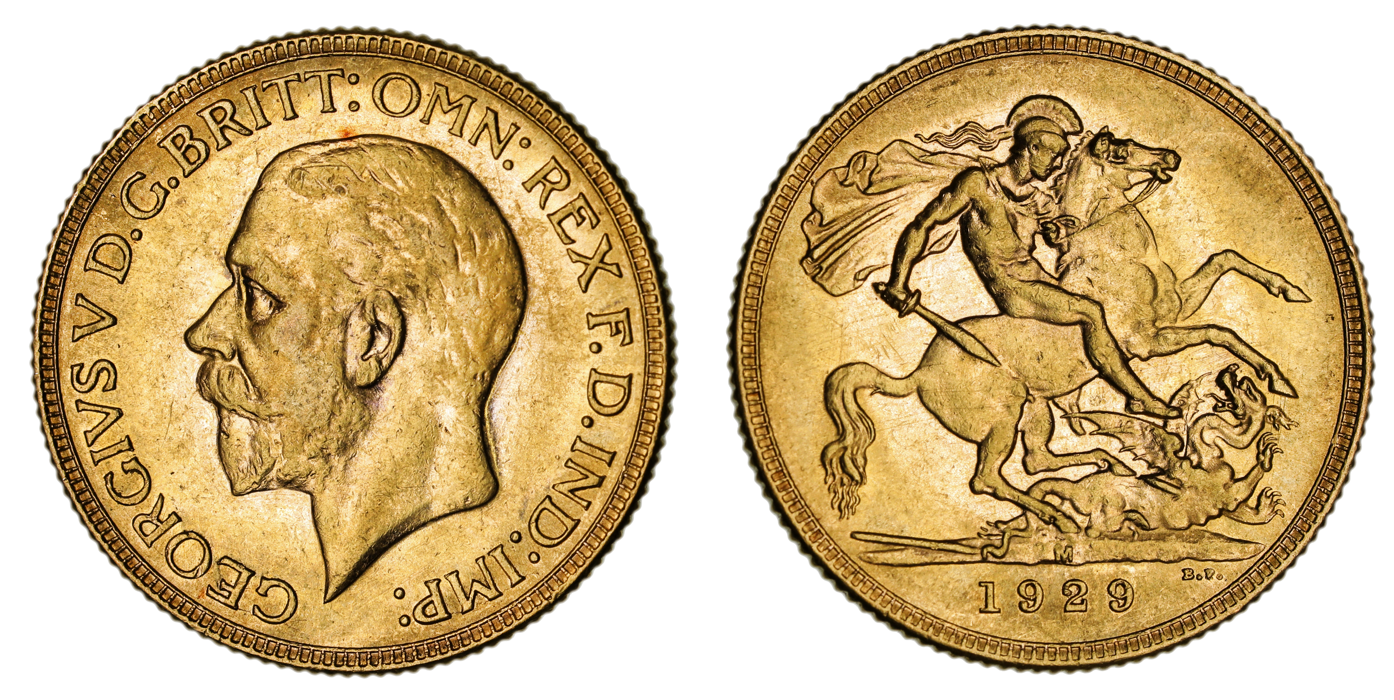 George V, St. George Reverse - Melbourne Mint, Sovereign, 1929, EF