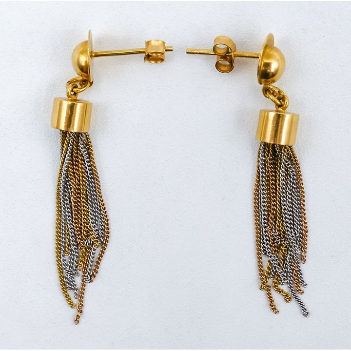 Pair 18k Two-Tone Gold Dangle Earrings - 5.5 Grams TW