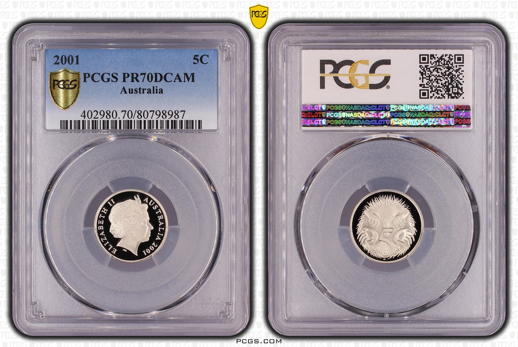 Elizabeth II, Five Cent, 2001, PCGS PR70DCAM