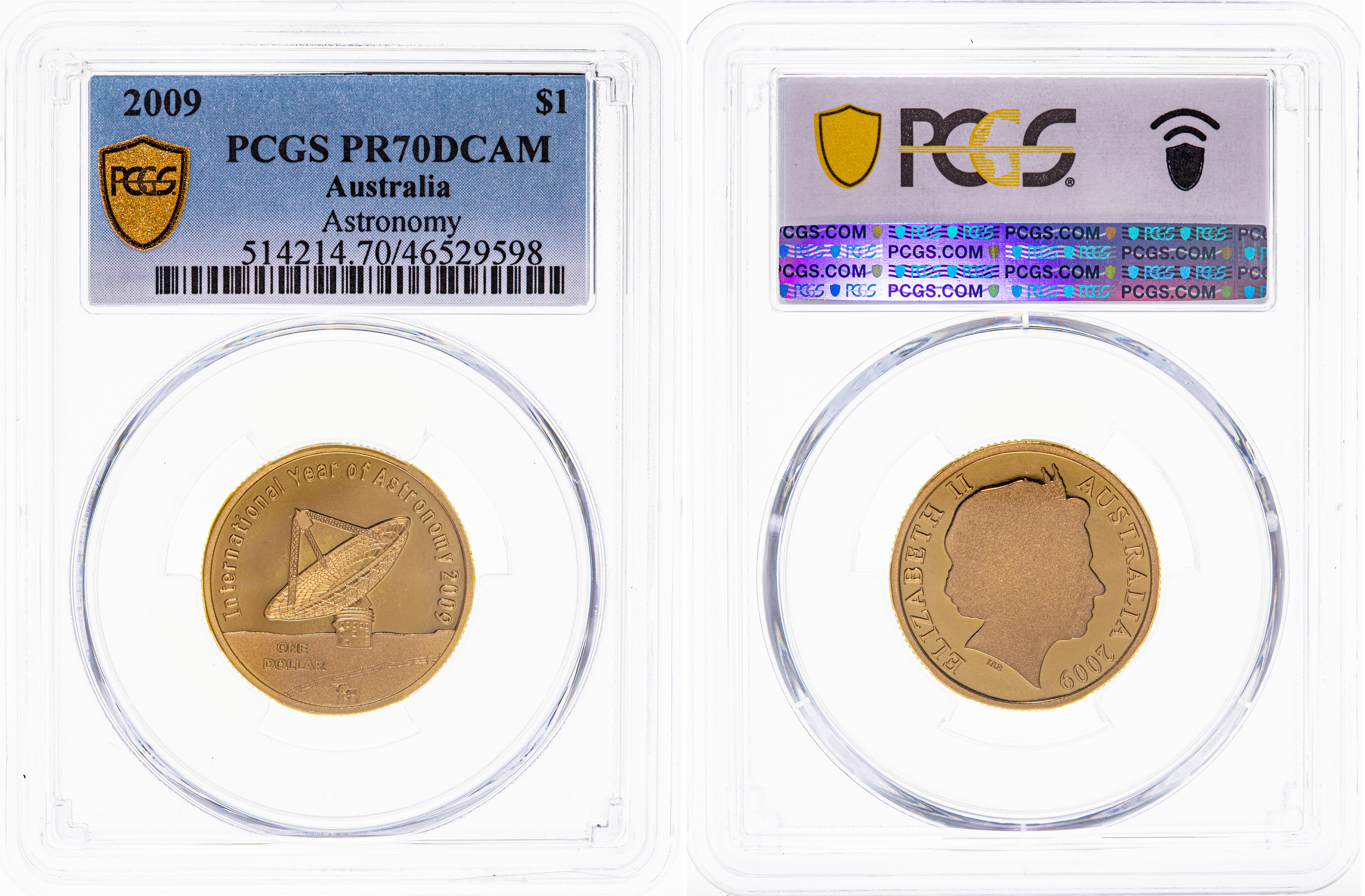Elizabeth II, Astronomy, One Dollar, 2009, PCGS PR 70DCAM