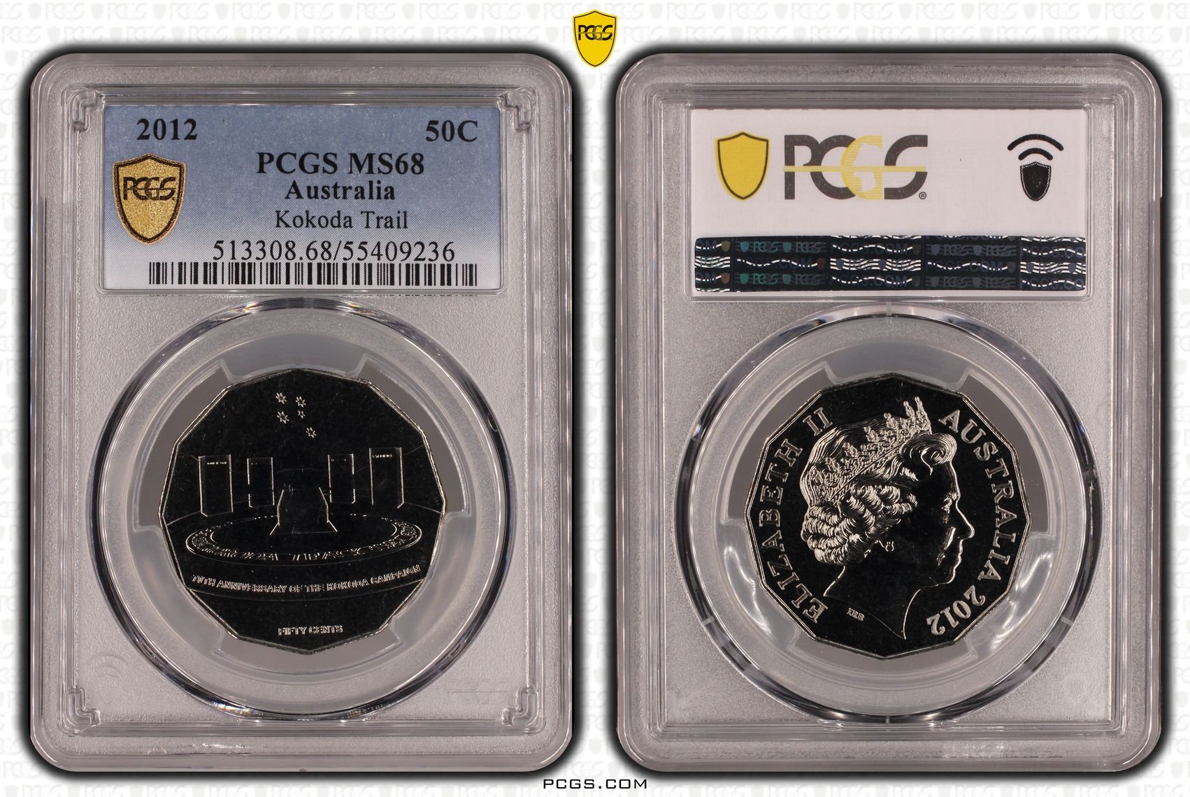 Kokoda Trail, Fifty Cent, 2012, PCGS MS68