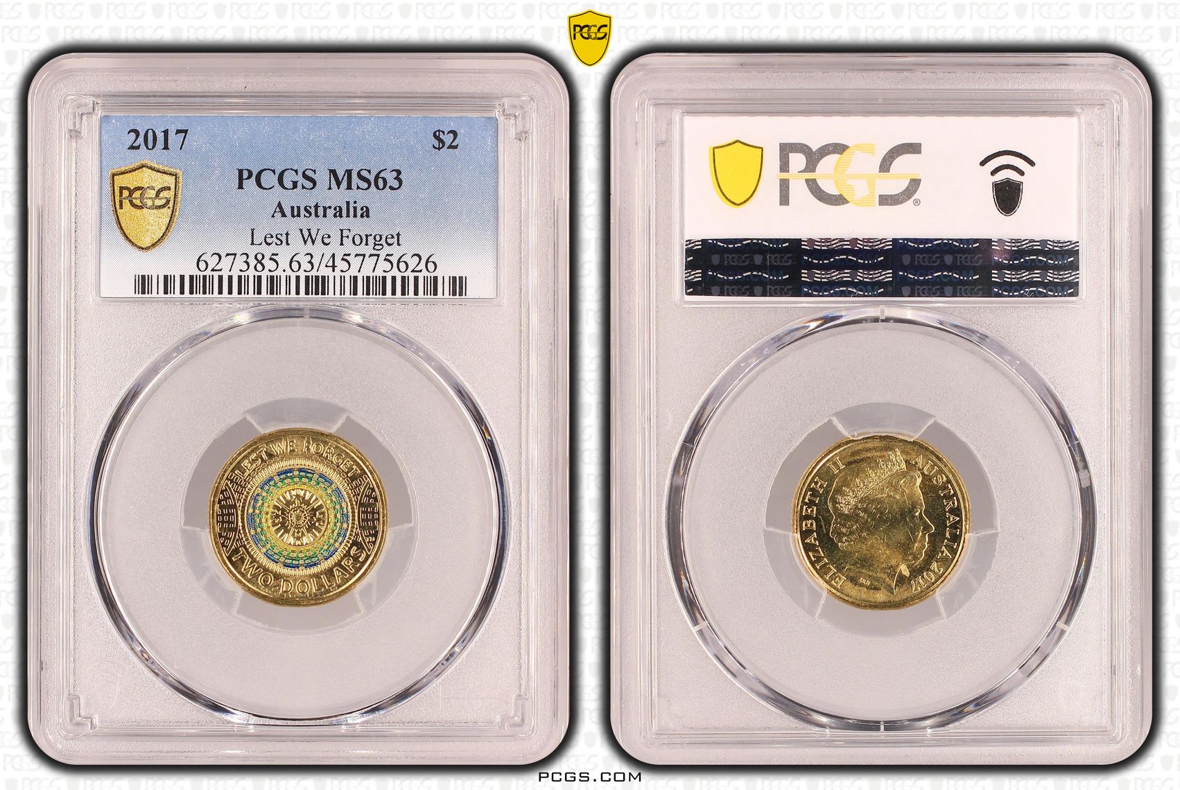 Elizabeth II, Lest We Forget, Two Dollar, 2017, PCGS MS63