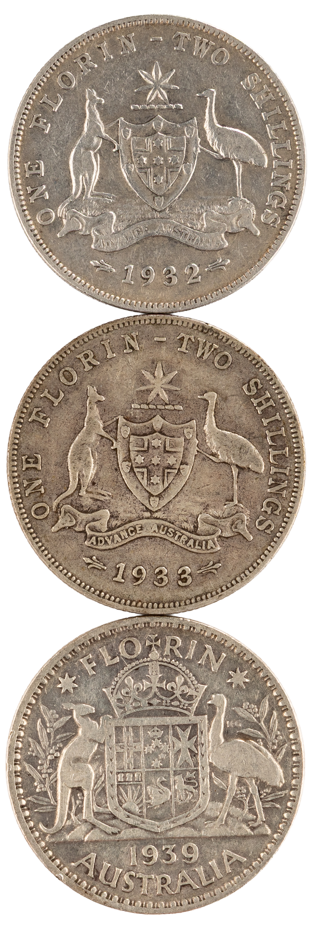 George V - George VI, Florin, 1932 - 1939, aF - F