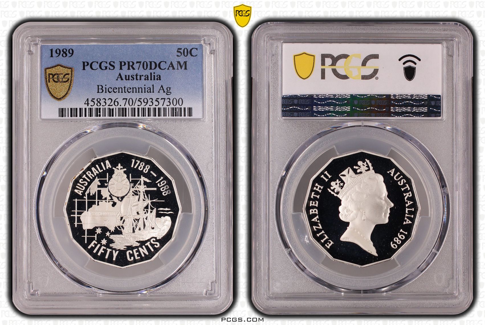 Elizabeth II, Bicentennial Silver, Fifty Cent, 1989, PCGS PR70DCAM