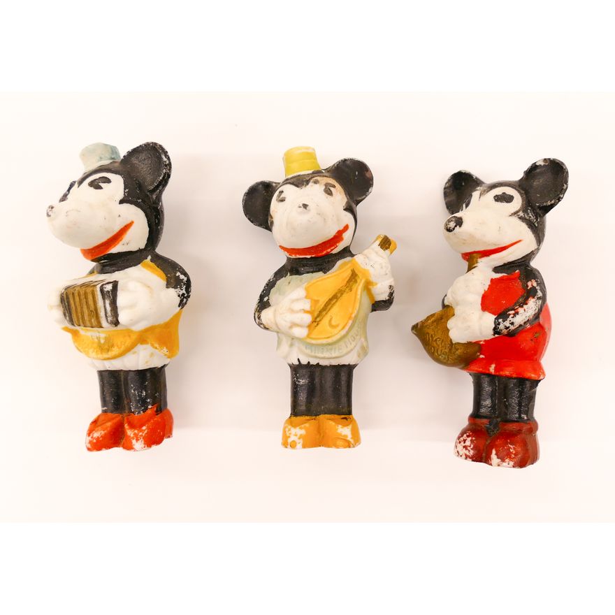 3pc 1930's Bisque Mickey Mouse Figures- 3.5''