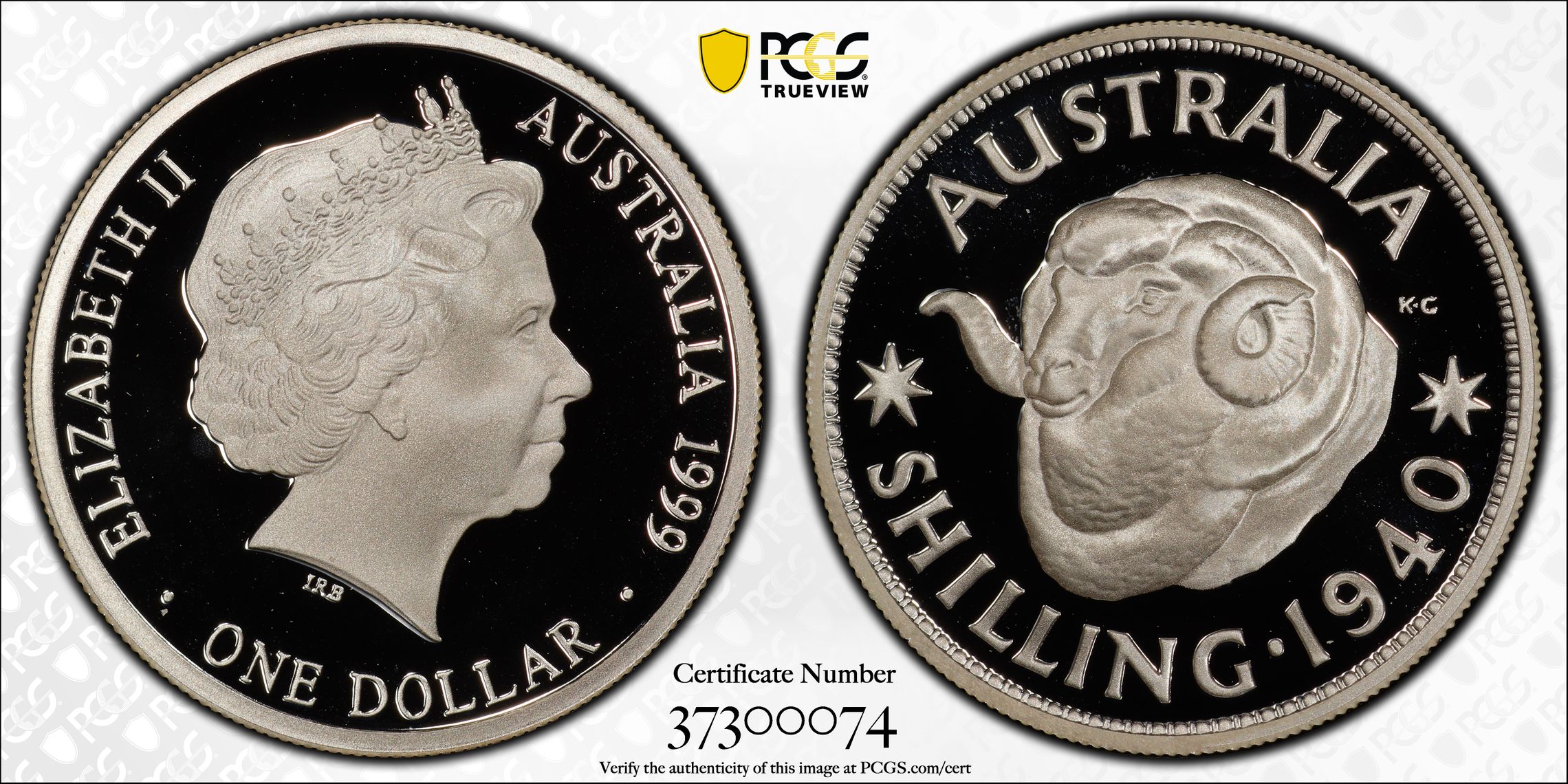 1999 Australia One Dollar, $1 Silver Proof 1940 Shil Ag PCGS - PR70DCAM POP 28/0 -074