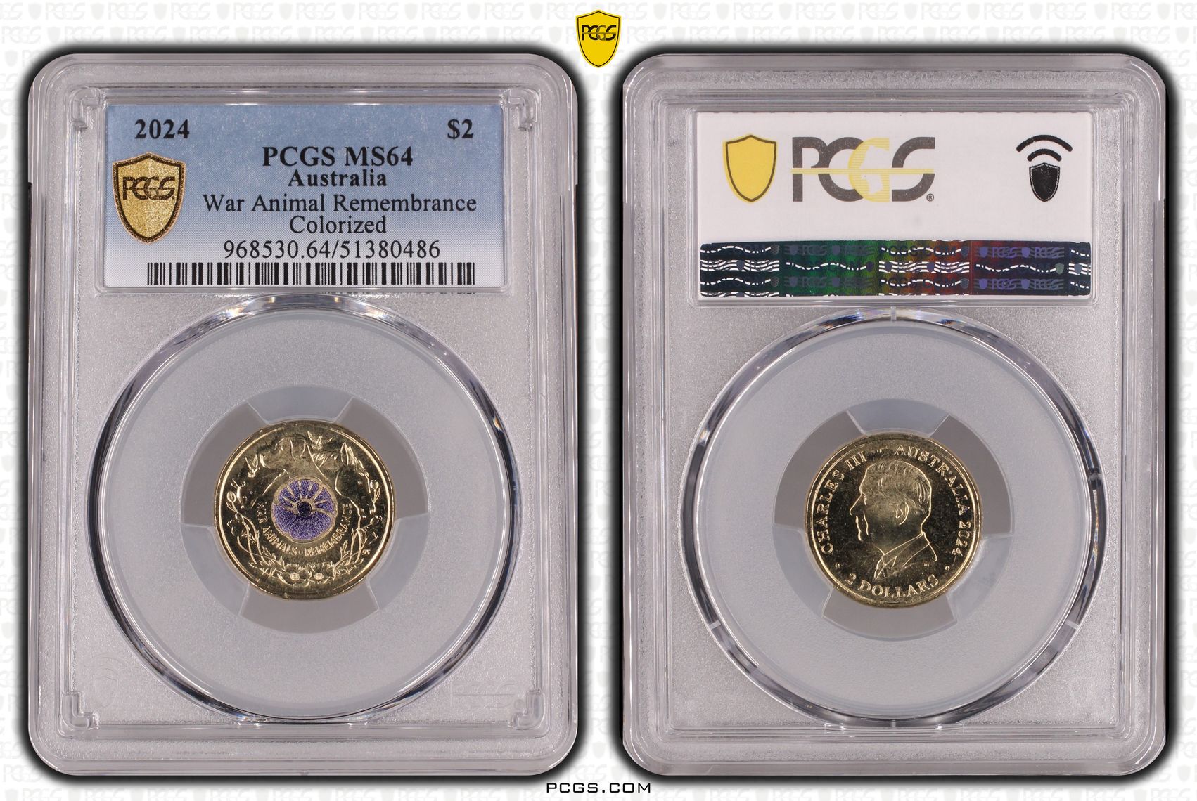War Animal Remembrance Colorized, Two Dollar, 2024, PCGS MS64