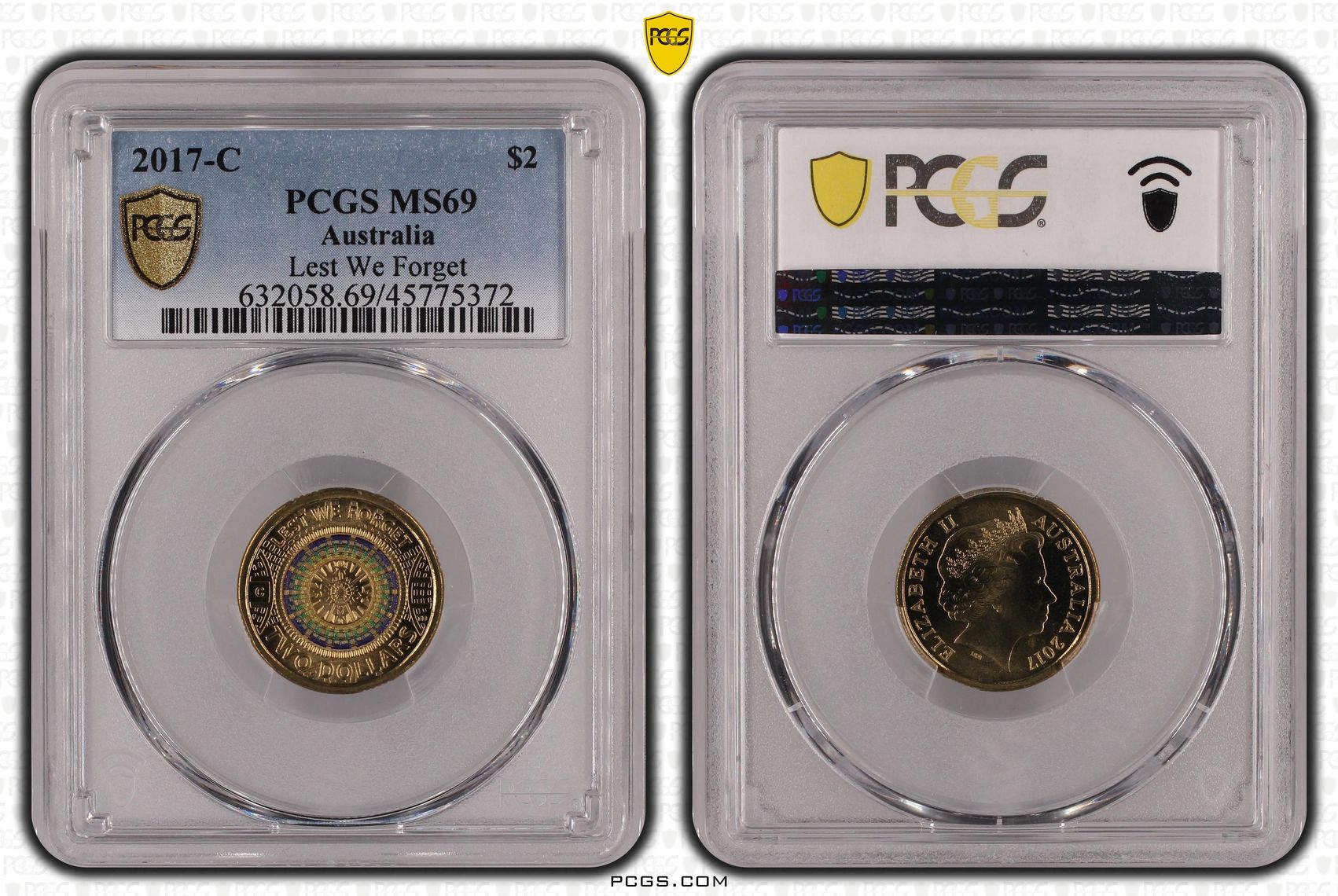 Lest We Forget, Two Dollar, 2017-C, PCGS MS69