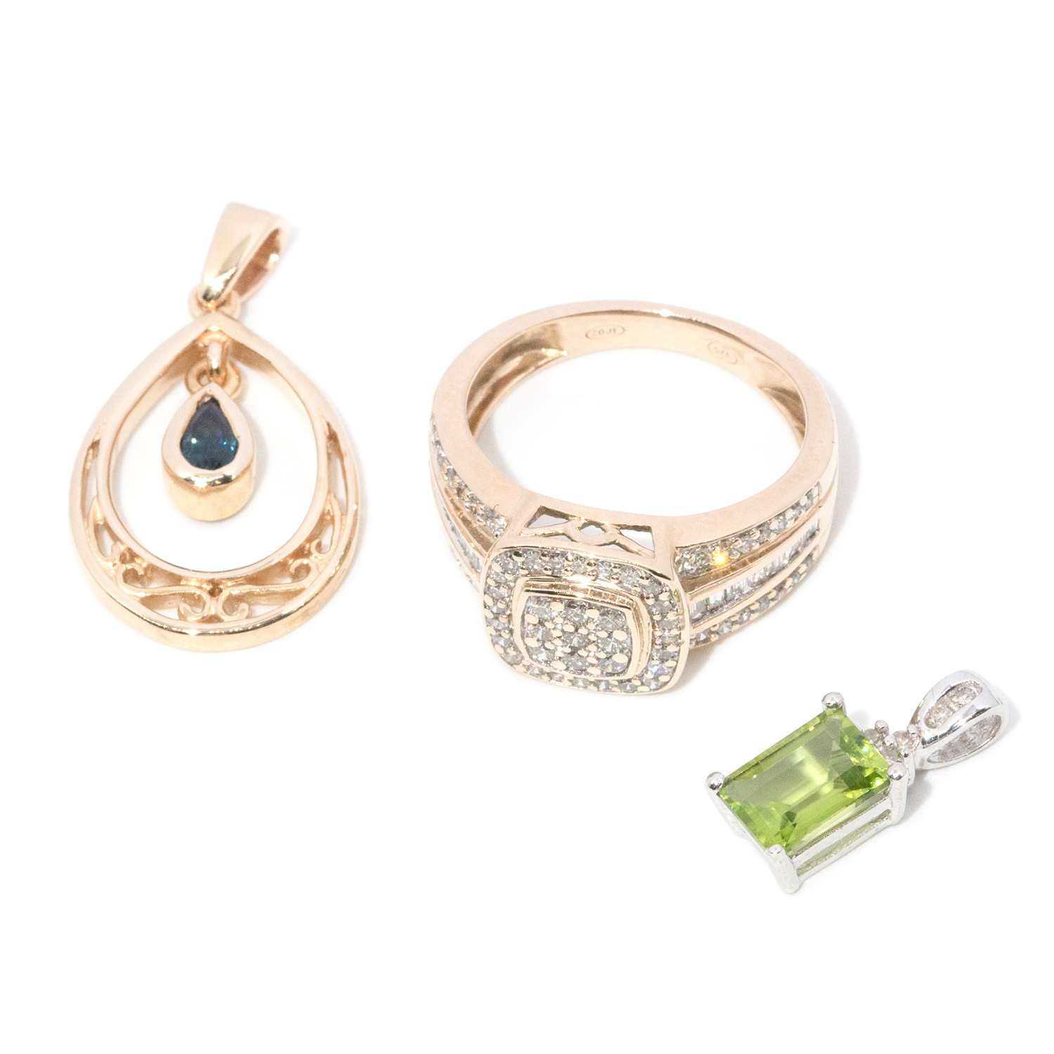 Ring & Two Pendants in 9ct Gold