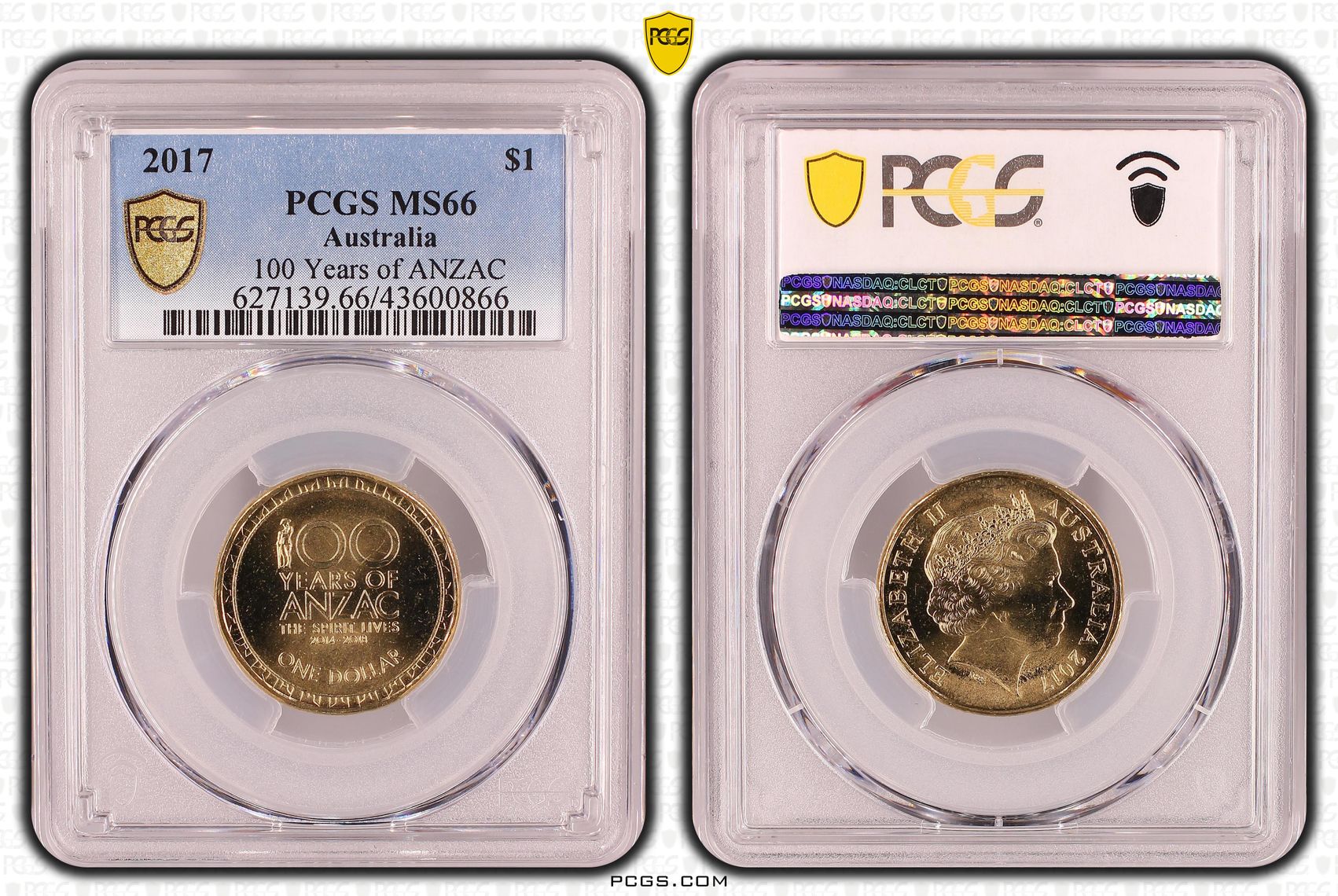 100 Years of ANZAC, One Dollar, 2017, PCGS MS66