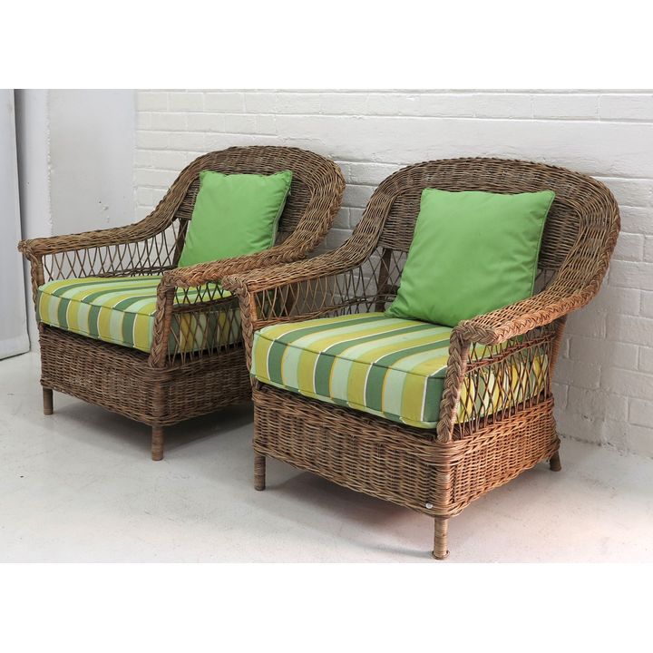 PAIR OF WICKER ARMCHAIRS