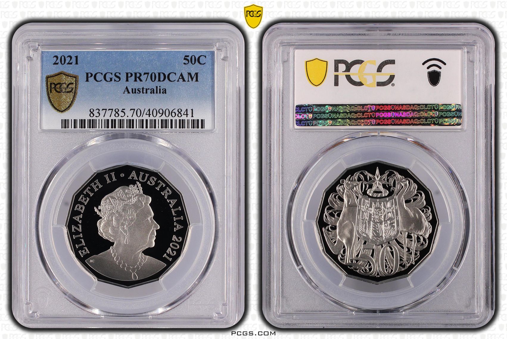 341 · 2021 Australia Fifty Cent, 50c PCGS - PR70DCAM POP 205/0 -841