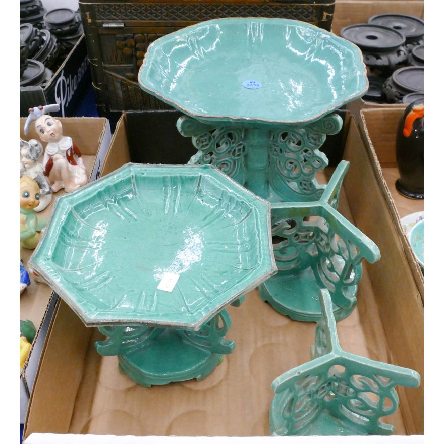 Box Old Chinese Ceramic Altar Fruit Stands