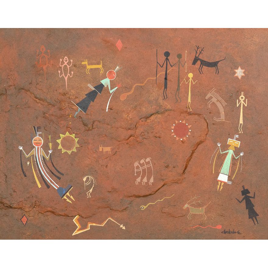 David Chethlahe Paladin (1926-1984), Hunting Scene with Kachinas