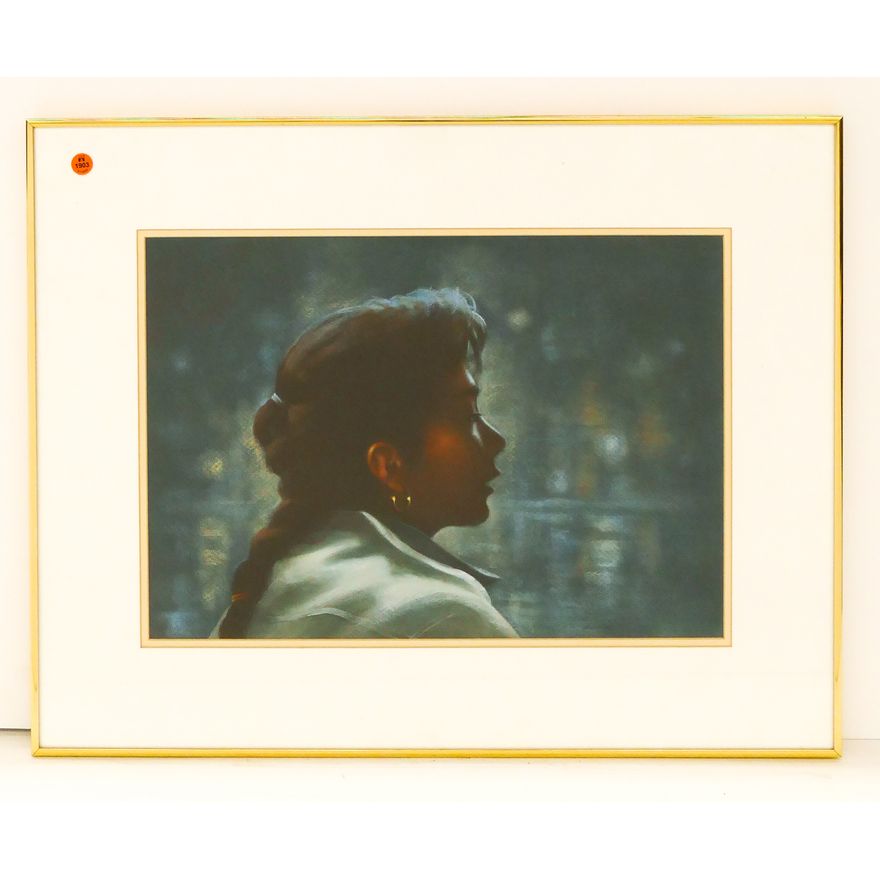 Bunny Hammersla 'Girl on the Brighton Bus' Pastel Framed- 22x28''