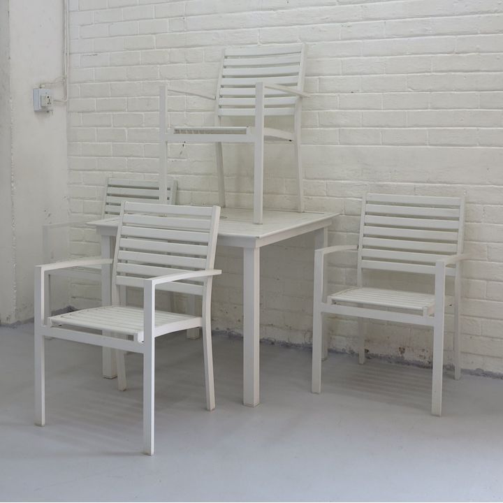ALUMINIUM PATIO TABLE AND SET OF 4 CHAIRS