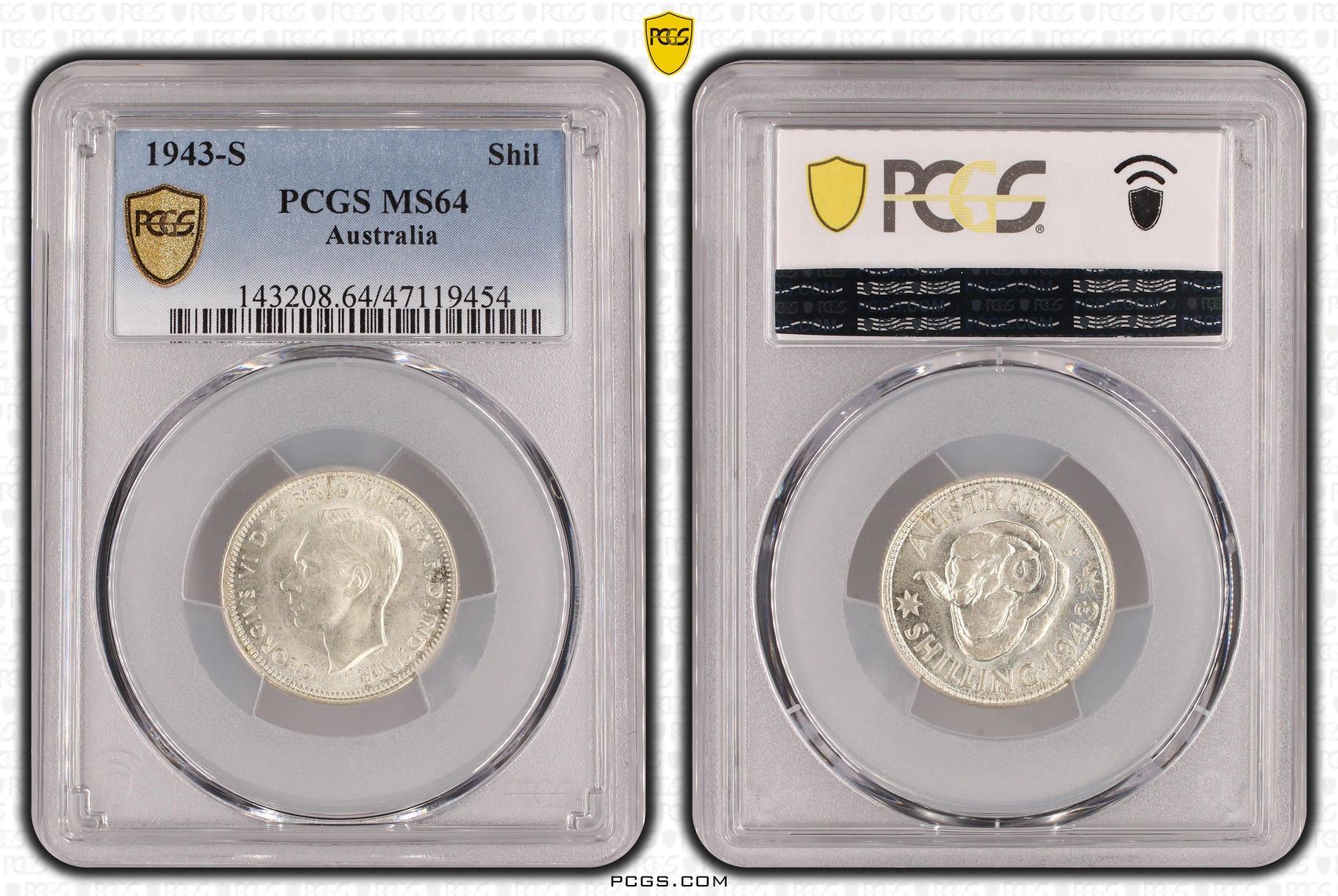 George VI, Shilling, 1943-S, PCGS MS64