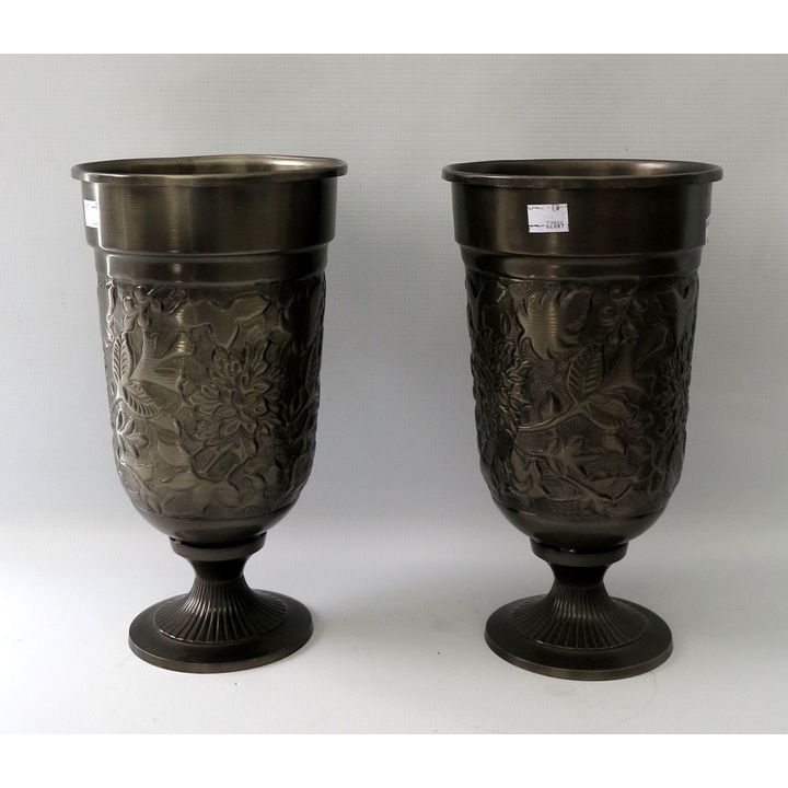 PAIR OF METAL VASES