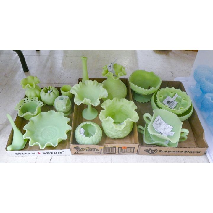 3 Boxes 17pc Fenton Lime Sherbert Glass Assorted