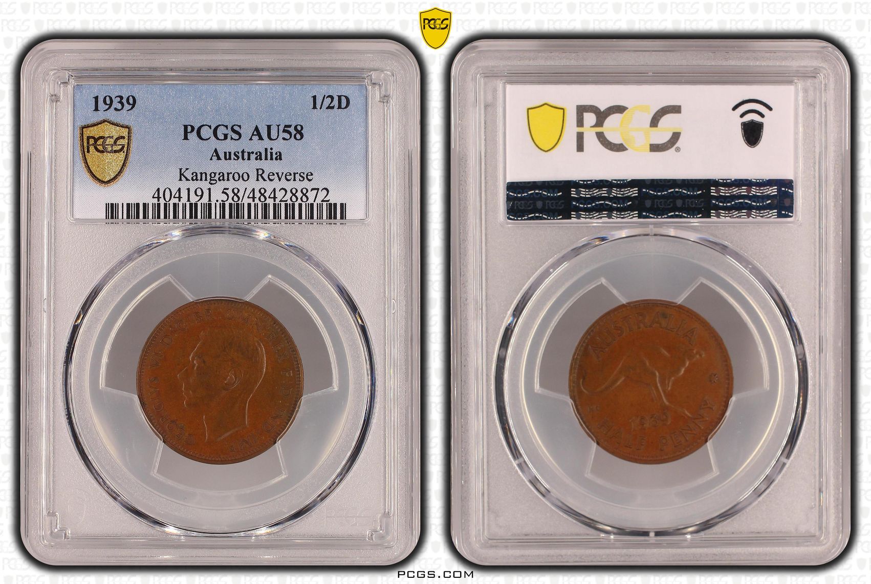 Kangaroo Reverse, Halfpenny, 1939, PCGS AU 58BN