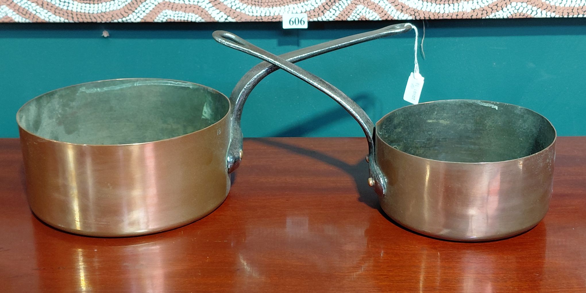 Two Antique French Copper Saucepans