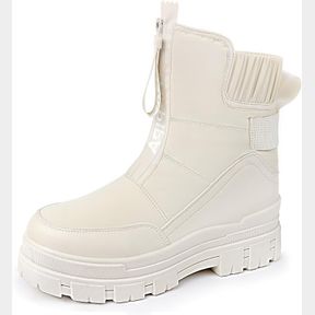WOMEN ANKLE BOOTS FAUX FUR MID WINTER BOOTS ZIPPER LOW HEEL CHUNKY BLOCK SOLE NON-SLIP FASHION SHOES