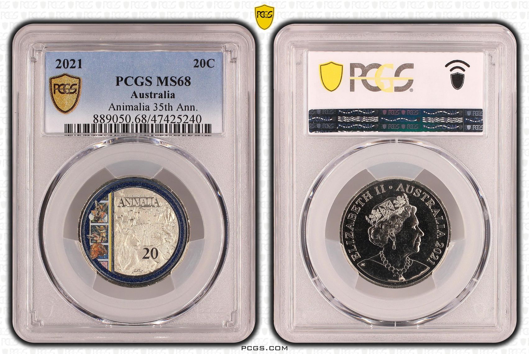 Animalia 35th Ann. , Twenty Cent, 2021, PCGS MS68