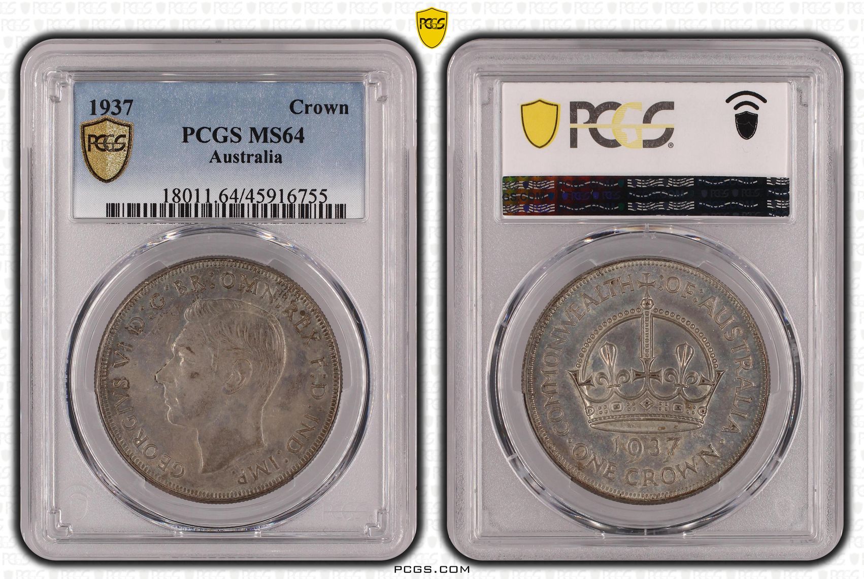 1937 Australia Crown Silver PCGS - MS64 -755