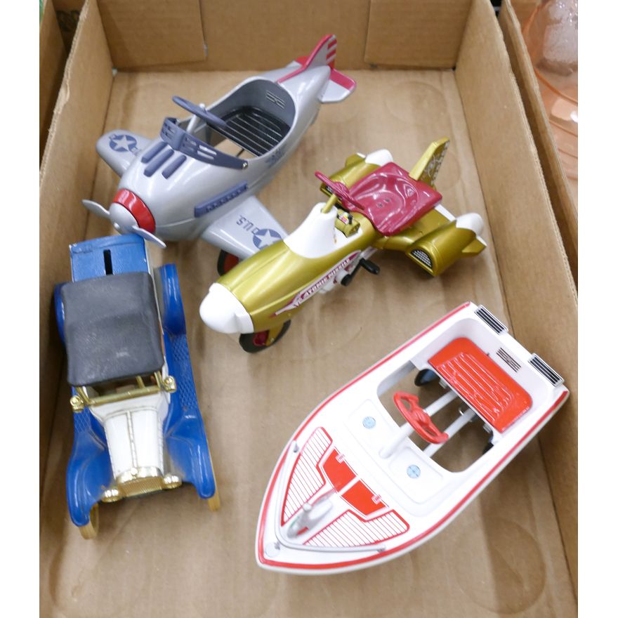 Box 4pc Vintage Kiddie Car Classic Toys etc.