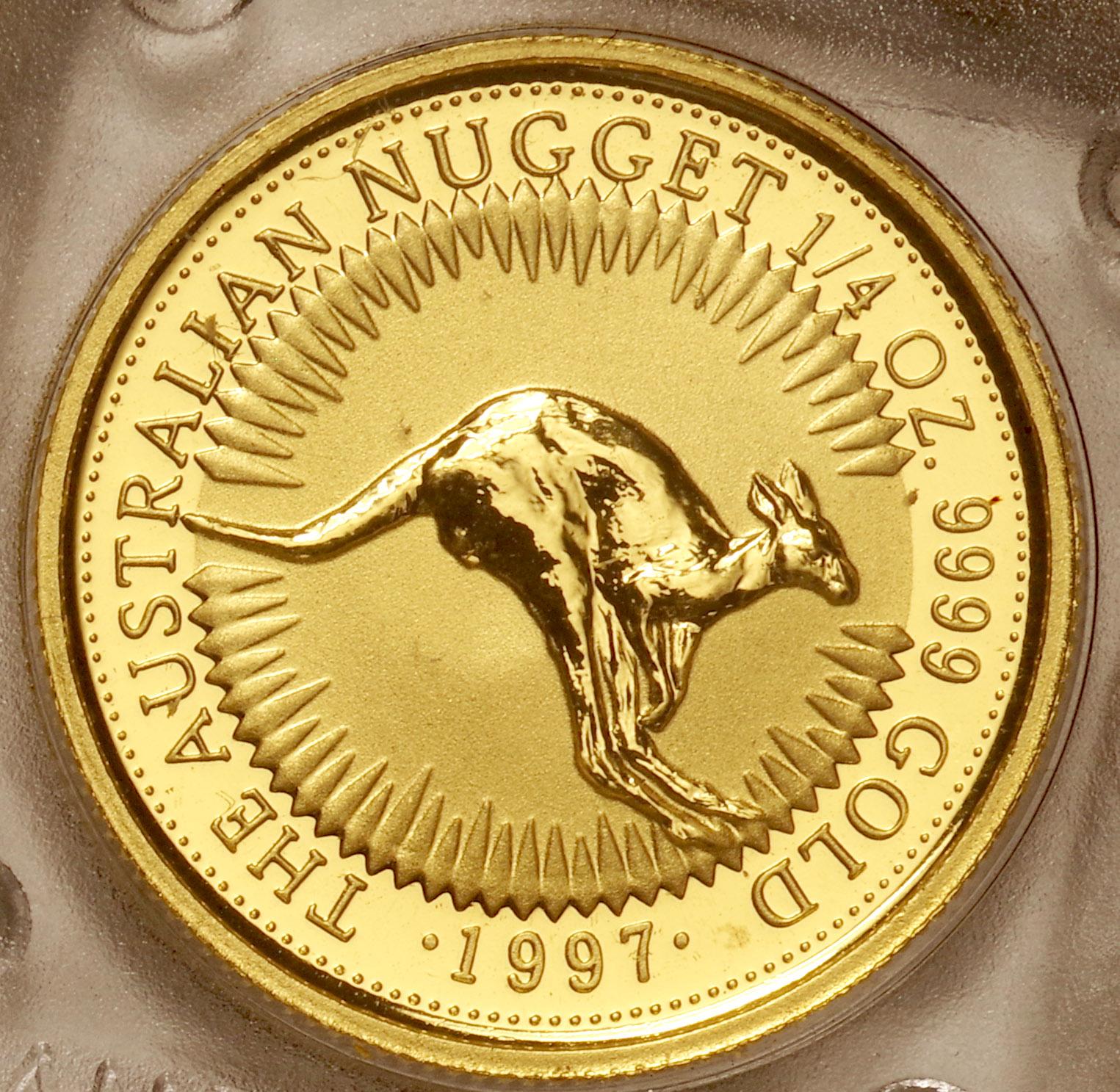 オーストラリア-Australia. カンガルー 25ドル金貨 1/4オンス 1997年 