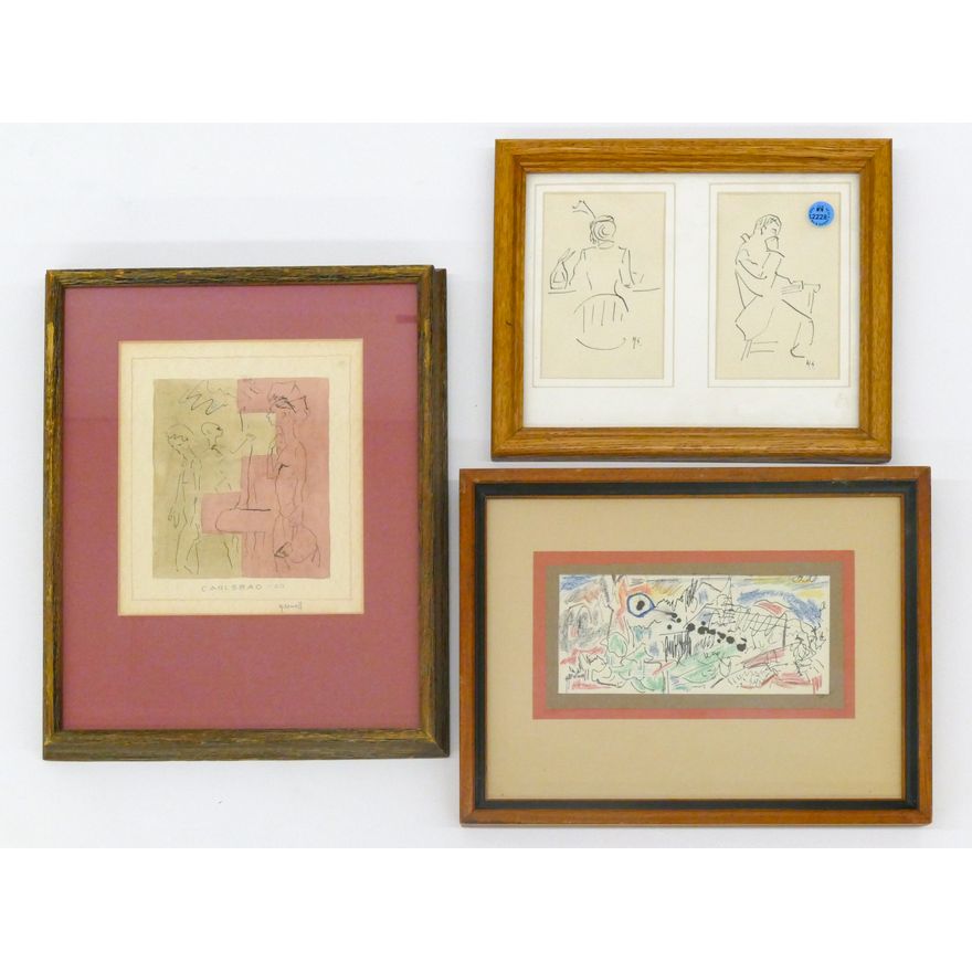 3pc Howard Sewall Small Framed Ink Drawings 10''x13'' Approx.