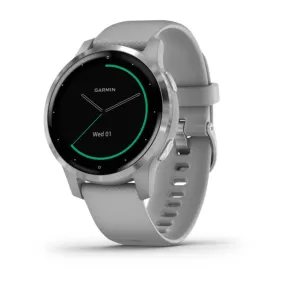 Garmin Vivoactive 4S Smartwatch (40mm) Powder Grey with Silver Hardware 40mm |